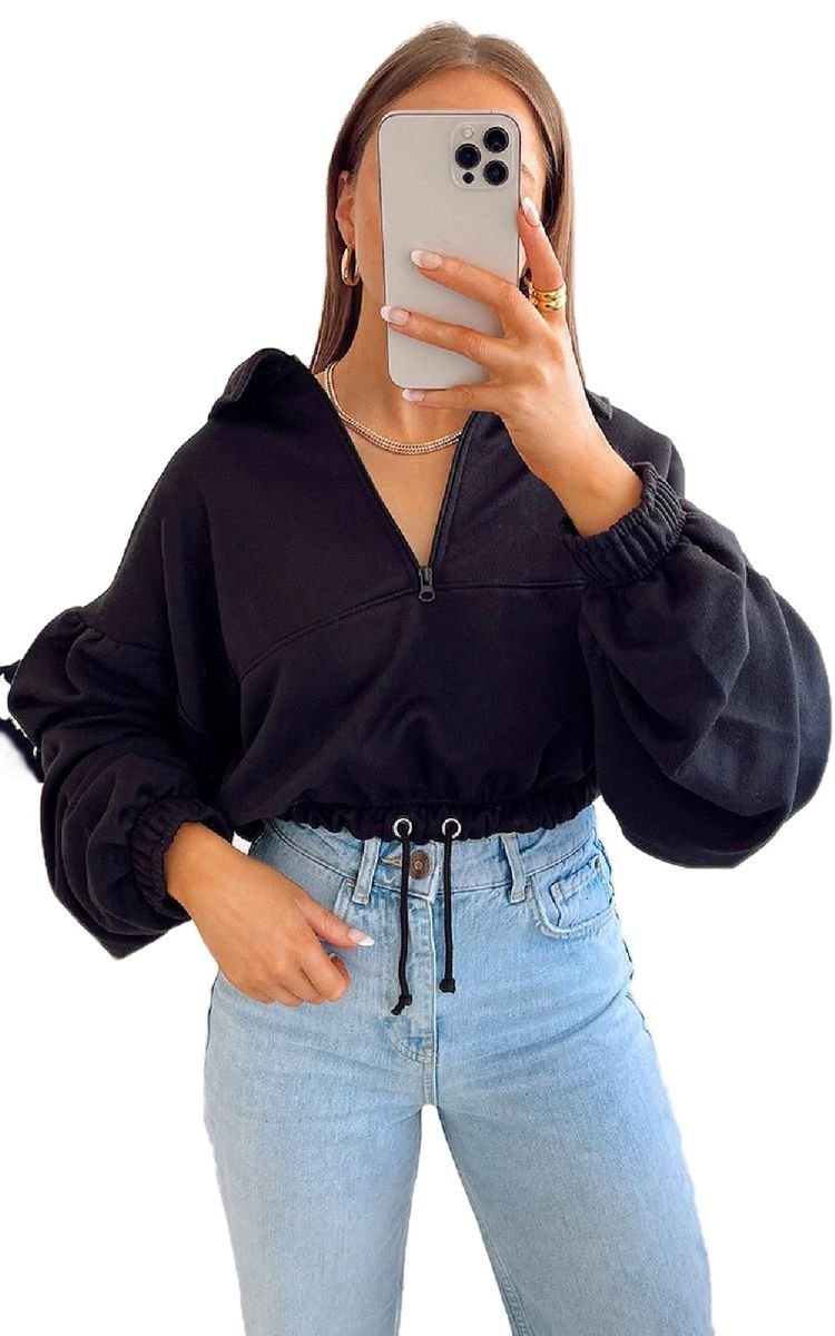 Alexa Zip Up Oversized Cropped Sweatshirt Thumbnail Alexa Zip Up Oversized Cropped Sweatshirt Thumbnail