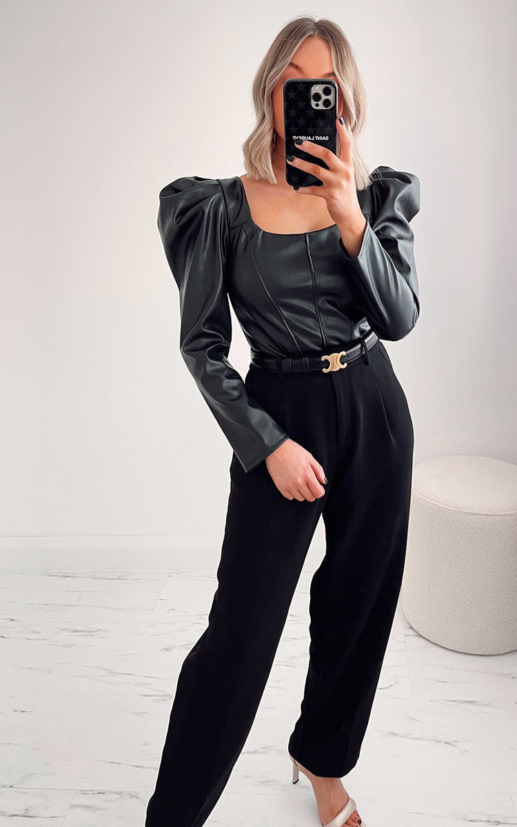 Ali Faux Leather Puff Sleeve Top Thumbnail Ali Faux Leather Puff Sleeve Top Thumbnail