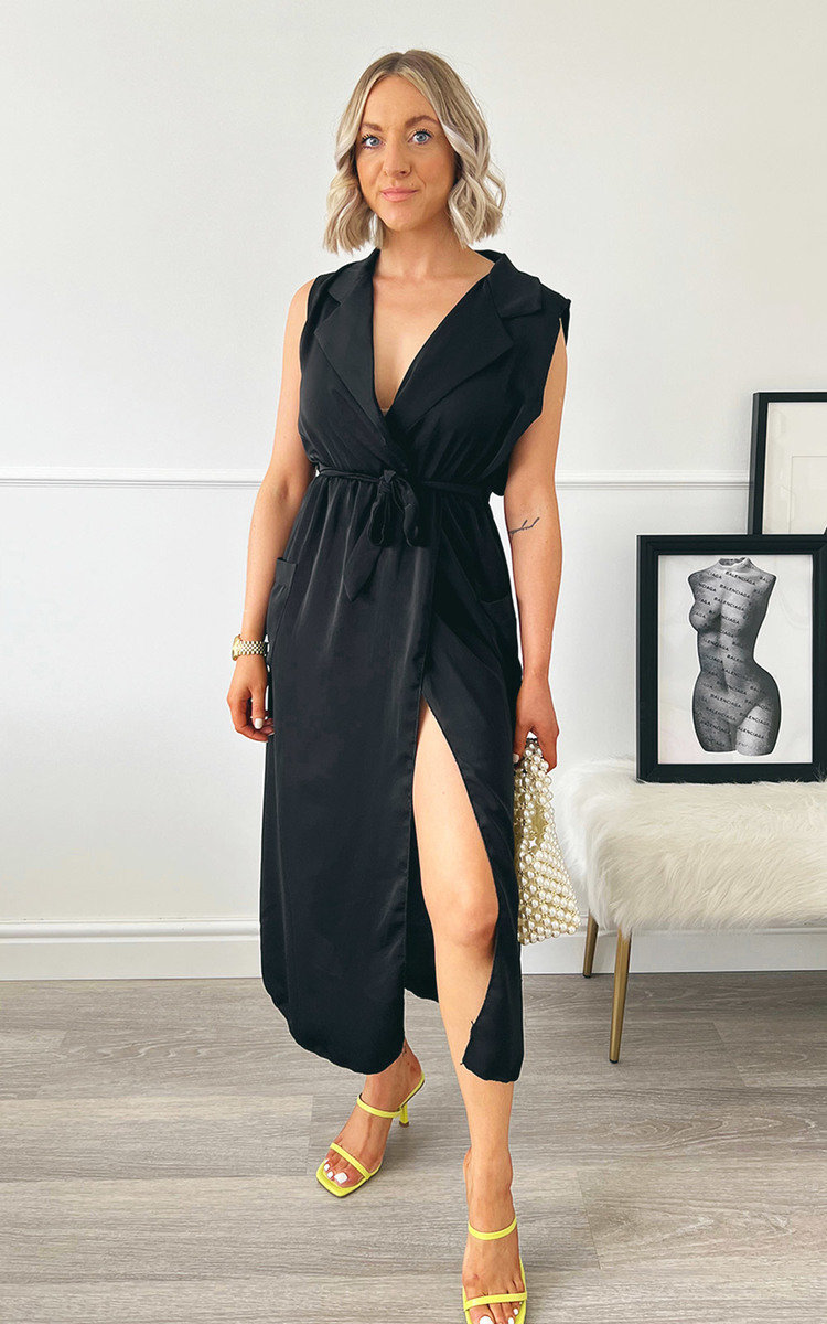 Francesca Collared Midi Dress with Tie Front Detail Francesca Collared Midi Dress with Tie Front Detail