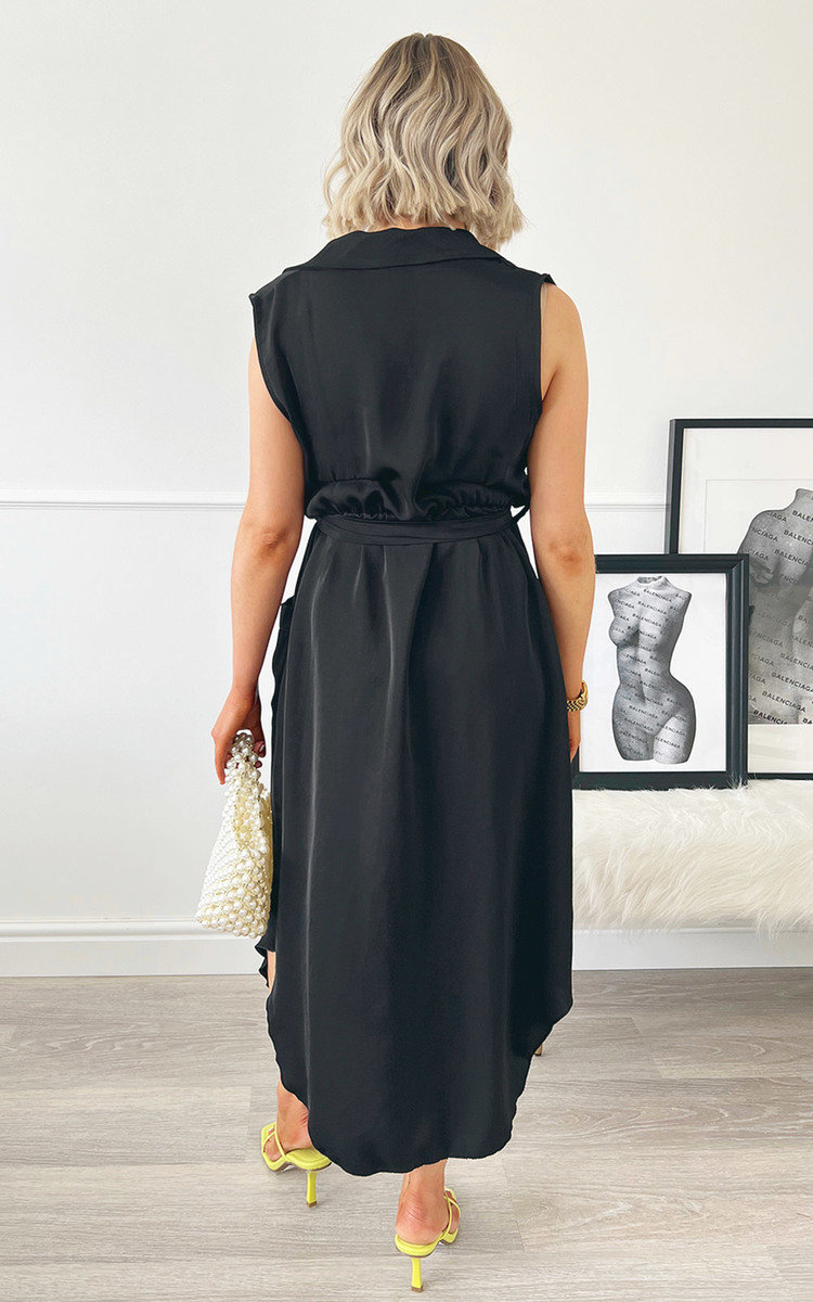 Francesca Collared Midi Dress with Tie Front Detail Thumbnail Francesca Collared Midi Dress with Tie Front Detail Thumbnail