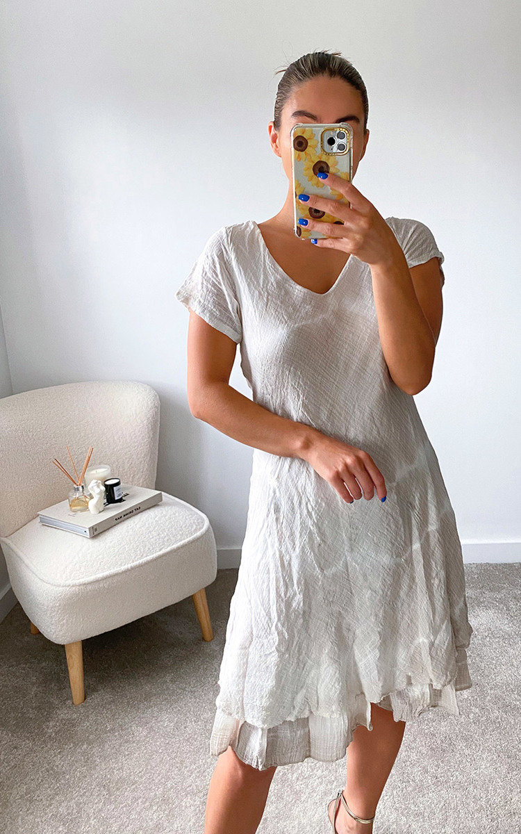 Alma Ruffle Hem Printed Midi Dress Thumbnail Alma Ruffle Hem Printed Midi Dress Thumbnail