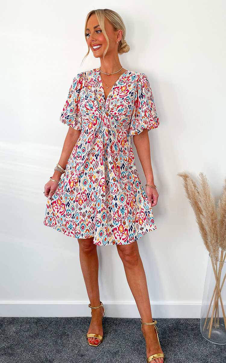 Alyssa V Neck Printed Mini Dress Alyssa V Neck Printed Mini Dress
