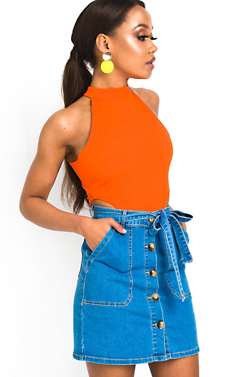 Amal Button Up Denim Skirt Amal Button Up Denim Skirt