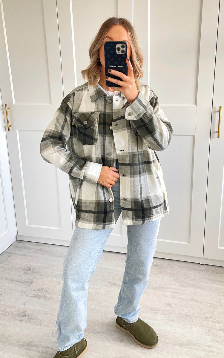 Amanda Button Down Check Shacket Thumbnail Amanda Button Down Check Shacket Thumbnail