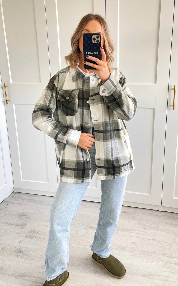 Amanda Button Down Check Shacket Thumbnail