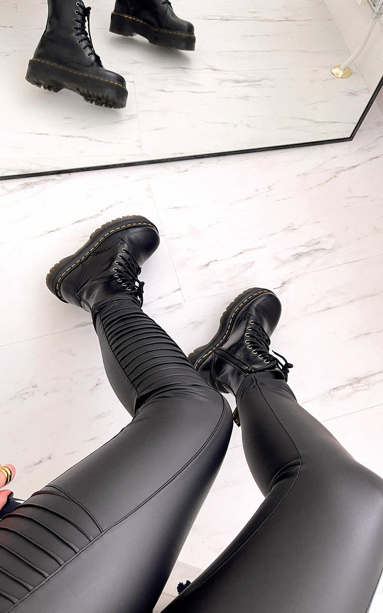 Amanda Faux Leather Textured Leggings Thumbnail