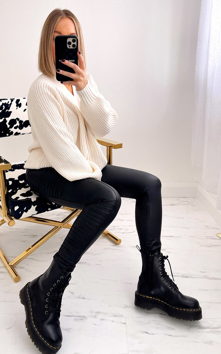 Amanda Faux Leather Textured Leggings Thumbnail