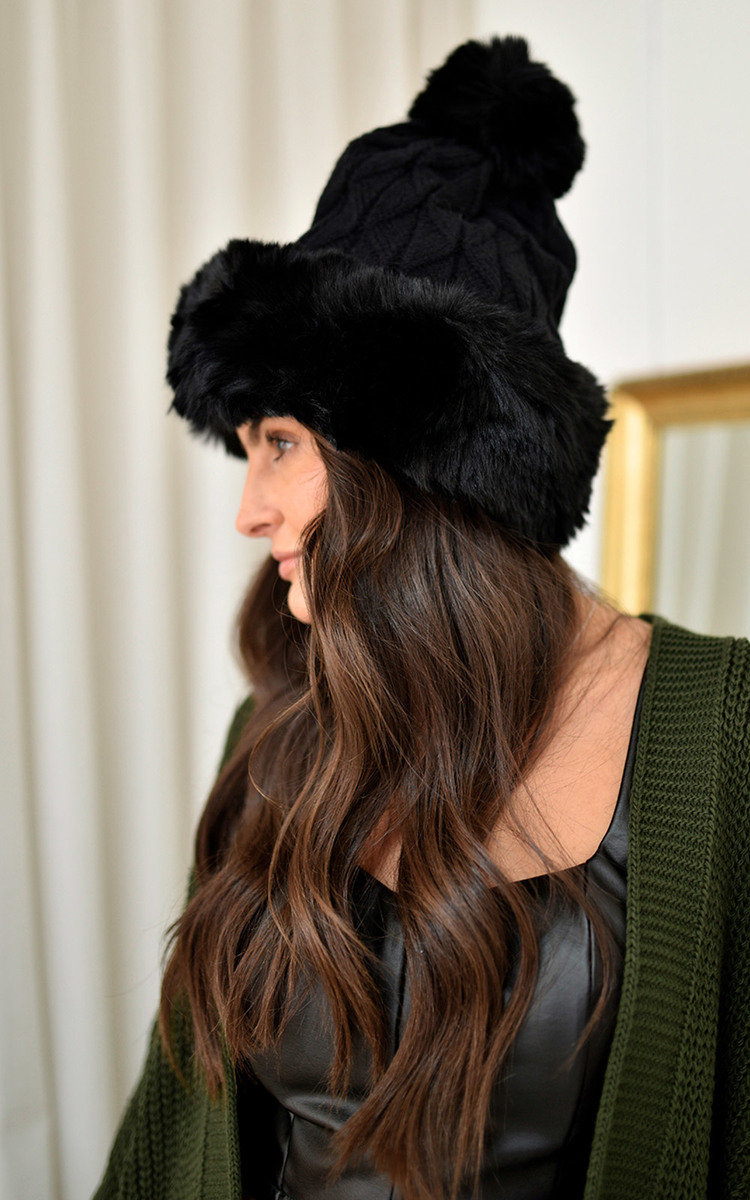 Amber Thick Faux Fur Beanie Hat Thumbnail