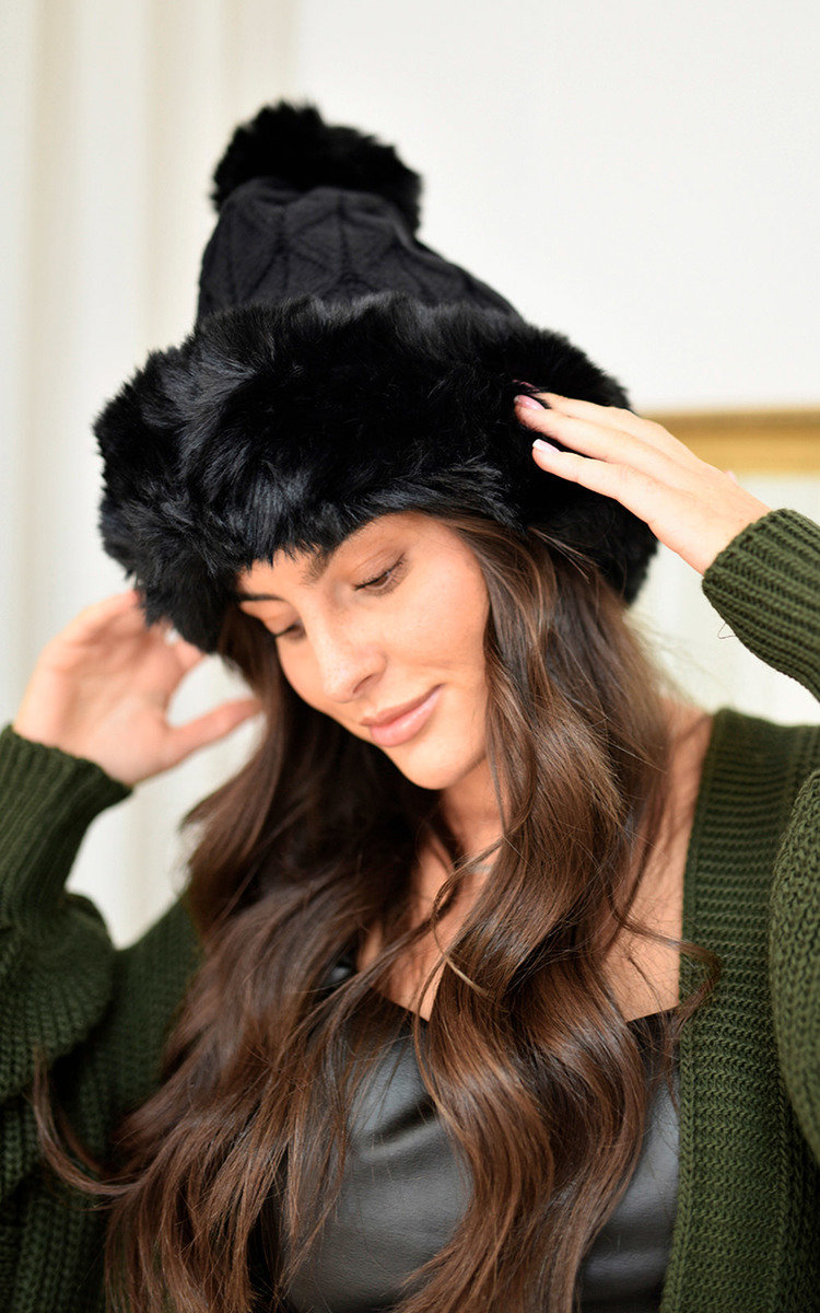 Amber Thick Faux Fur Beanie Hat Thumbnail