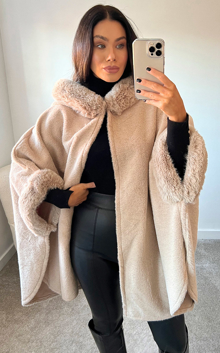 Amelia Faux Fur Cape Coat