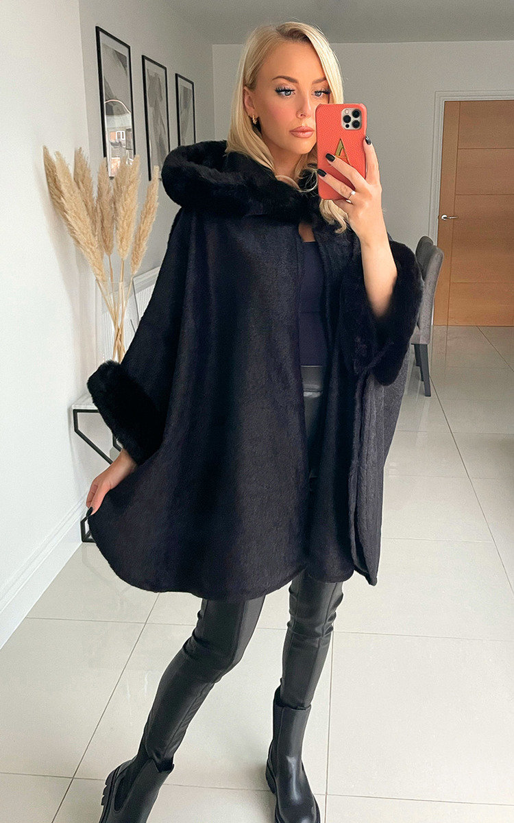 Amelia Faux Fur Cape Coat Thumbnail Amelia Faux Fur Cape Coat Thumbnail