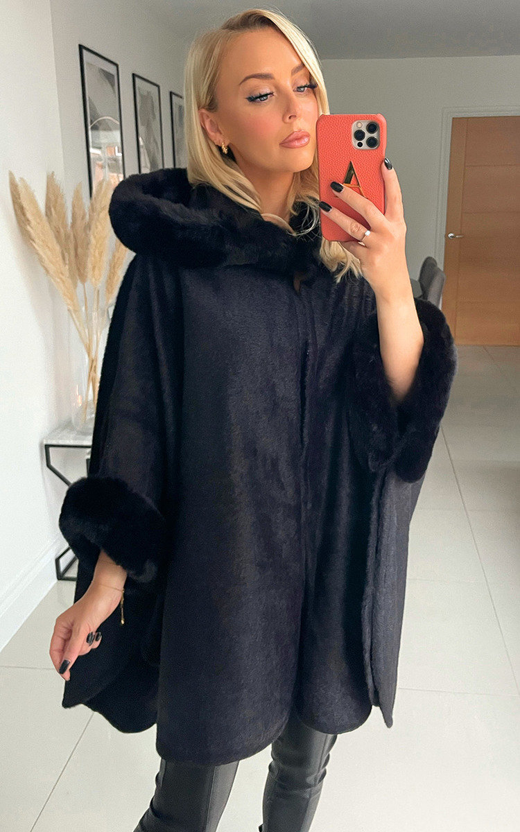 Amelia Faux Fur Cape Coat