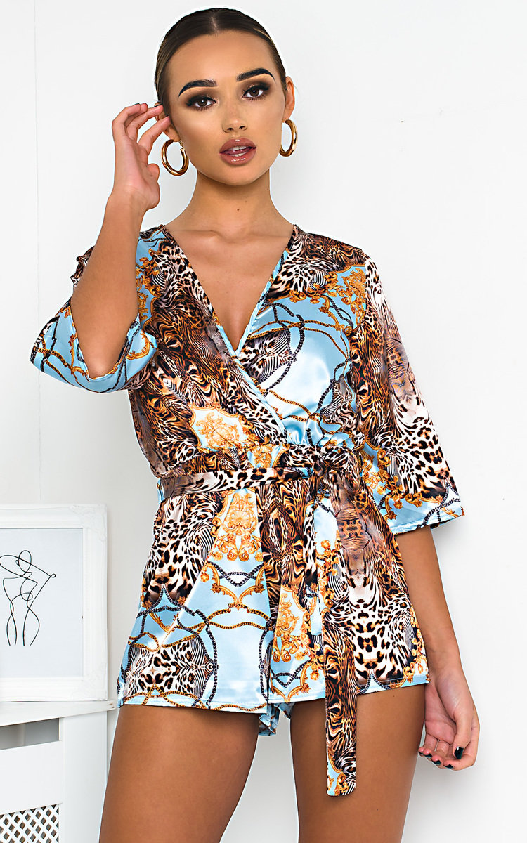 Ami Printed Tie Waist Playsuit Thumbnail Ami Printed Tie Waist Playsuit Thumbnail