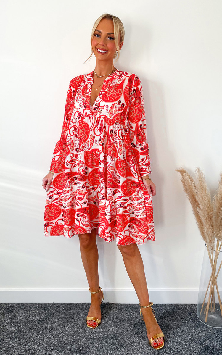 Amira Smock Dress with Retro Print