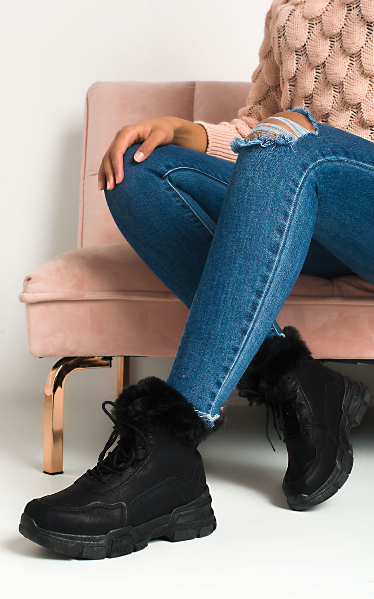 Angelina Faux Fur Lace Up Desert Boots Thumbnail Angelina Faux Fur Lace Up Desert Boots Thumbnail
