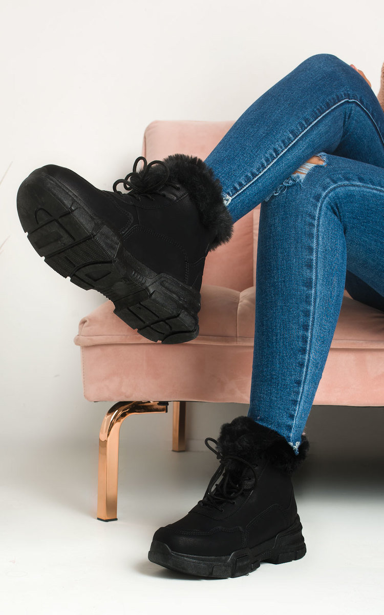 Angelina Faux Fur Lace Up Desert Boots Thumbnail Angelina Faux Fur Lace Up Desert Boots Thumbnail