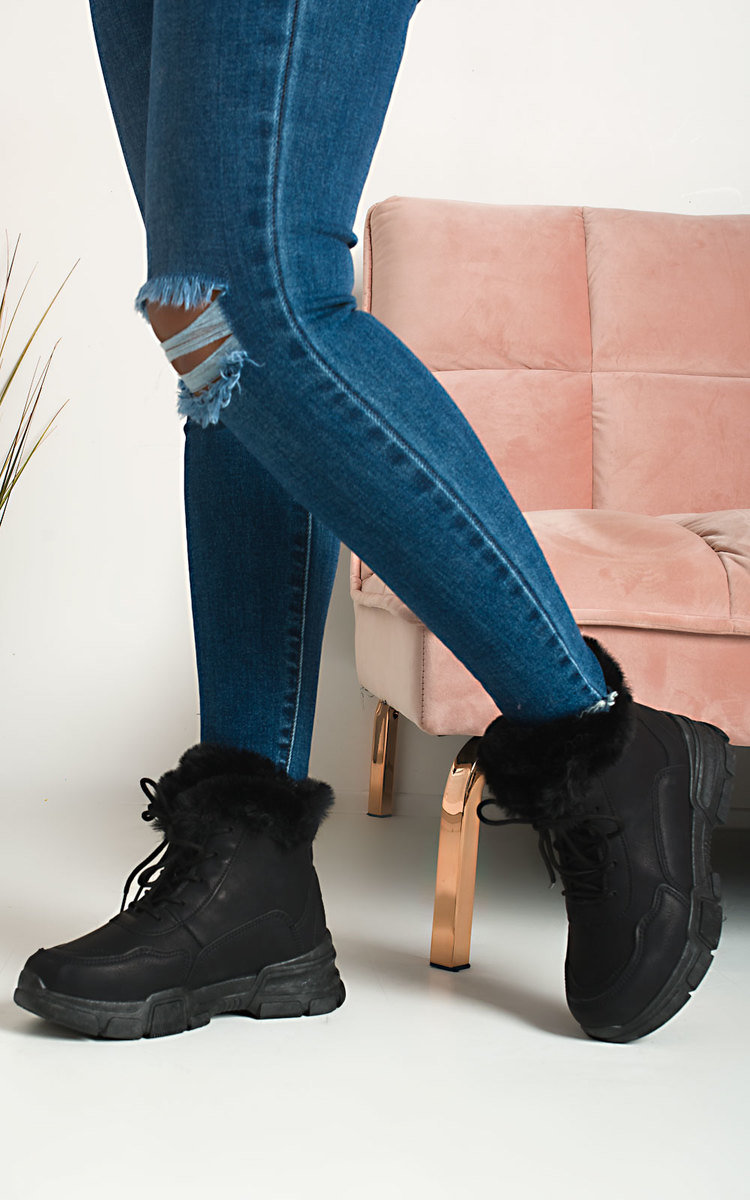 Angelina Faux Fur Lace Up Desert Boots Thumbnail Angelina Faux Fur Lace Up Desert Boots Thumbnail