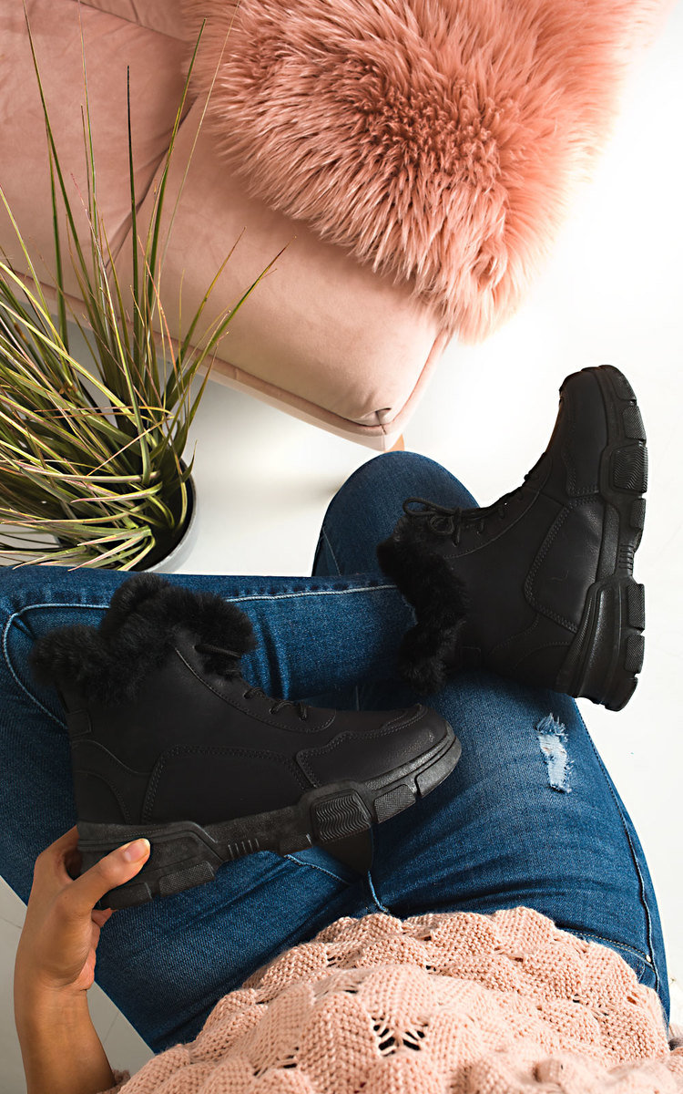 Angelina Faux Fur Lace Up Desert Boots Angelina Faux Fur Lace Up Desert Boots