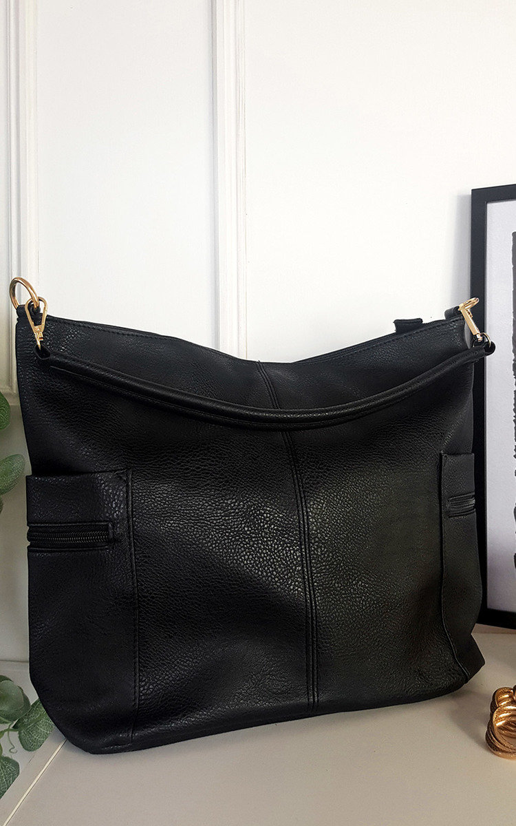 Anne Faux Leather Shoulder Bag with Side Pocket Zip Detail Thumbnail Anne Faux Leather Shoulder Bag with Side Pocket Zip Detail Thumbnail
