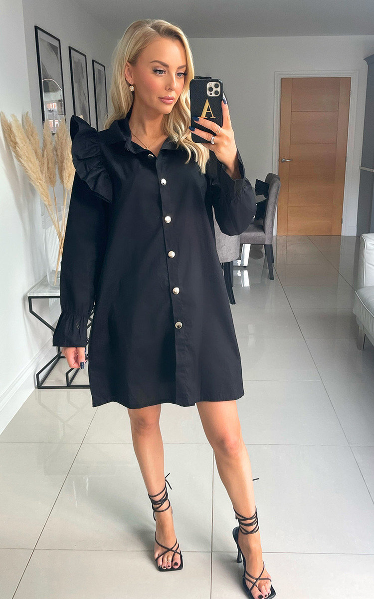 Ashley Frill Sleeve Longline Button Down Shirt Thumbnail Ashley Frill Sleeve Longline Button Down Shirt Thumbnail