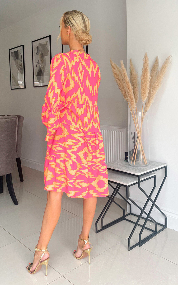 Ashlyn Smock Dress with Abstract Print Thumbnail Ashlyn Smock Dress with Abstract Print Thumbnail