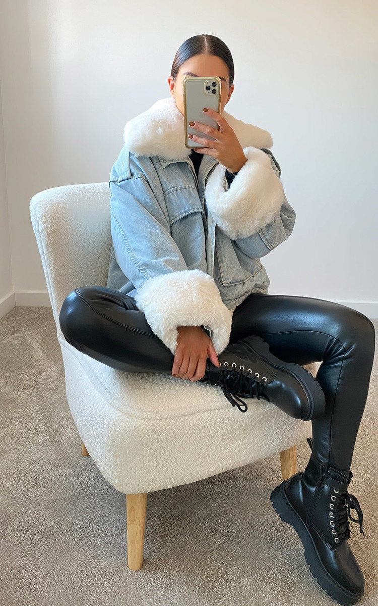Aster Faux Fur Denim Bomber Jacket Aster Faux Fur Denim Bomber Jacket
