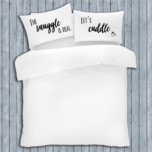 Aya Snuggle and Cuddle Print Pillow Cases in White ikrush