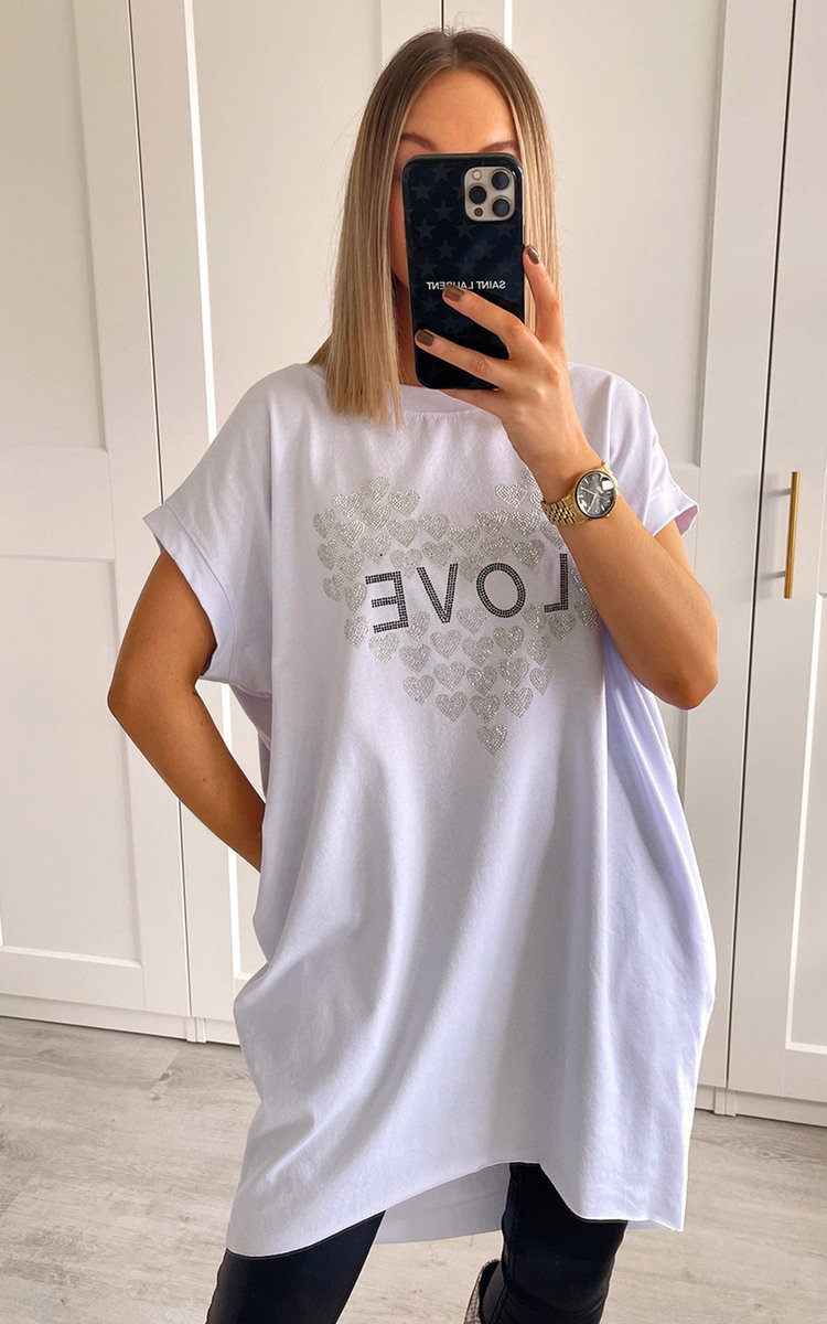 Bailey Longline T-Shirt with Love and Heart Detail Bailey Longline T-Shirt with Love and Heart Detail