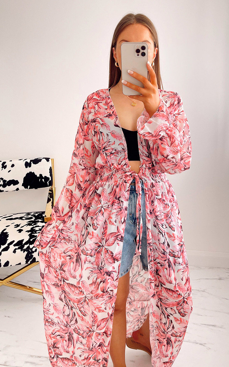 Bambi Printed Belted Kimono Thumbnail Bambi Printed Belted Kimono Thumbnail