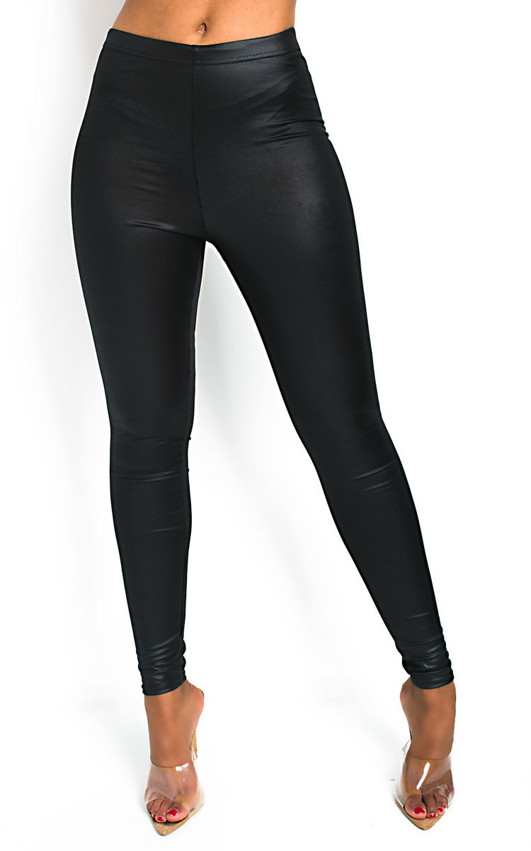 Bea Basic Shine Leggings in Black | ikrush