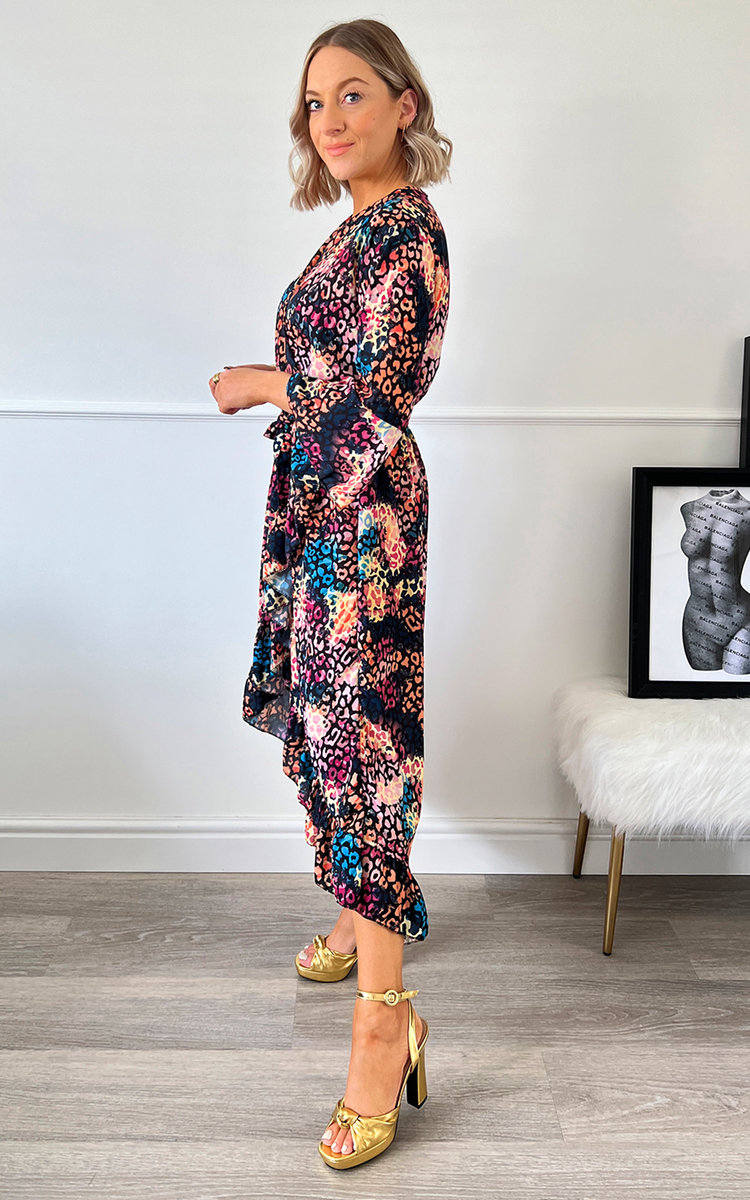 Bea Wrap Front Printed Midi Dress Thumbnail Bea Wrap Front Printed Midi Dress Thumbnail