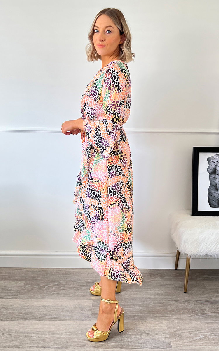 Bea Wrap Front Printed Midi Dress Thumbnail Bea Wrap Front Printed Midi Dress Thumbnail