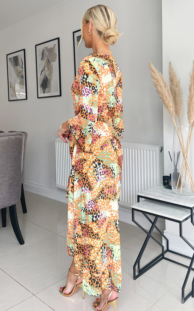 Bea Wrap Front Printed  Midi Dress Thumbnail