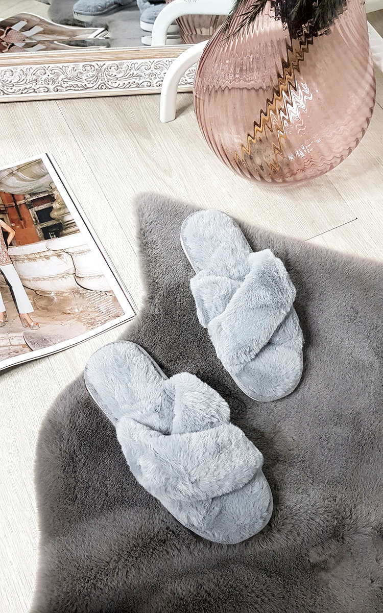 Becca Faux Fur Slider Slippers With Sole Thumbnail