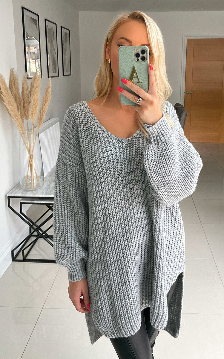 Becca Longline Knitted Jumper with Balloon Sleeves Becca Longline Knitted Jumper with Balloon Sleeves