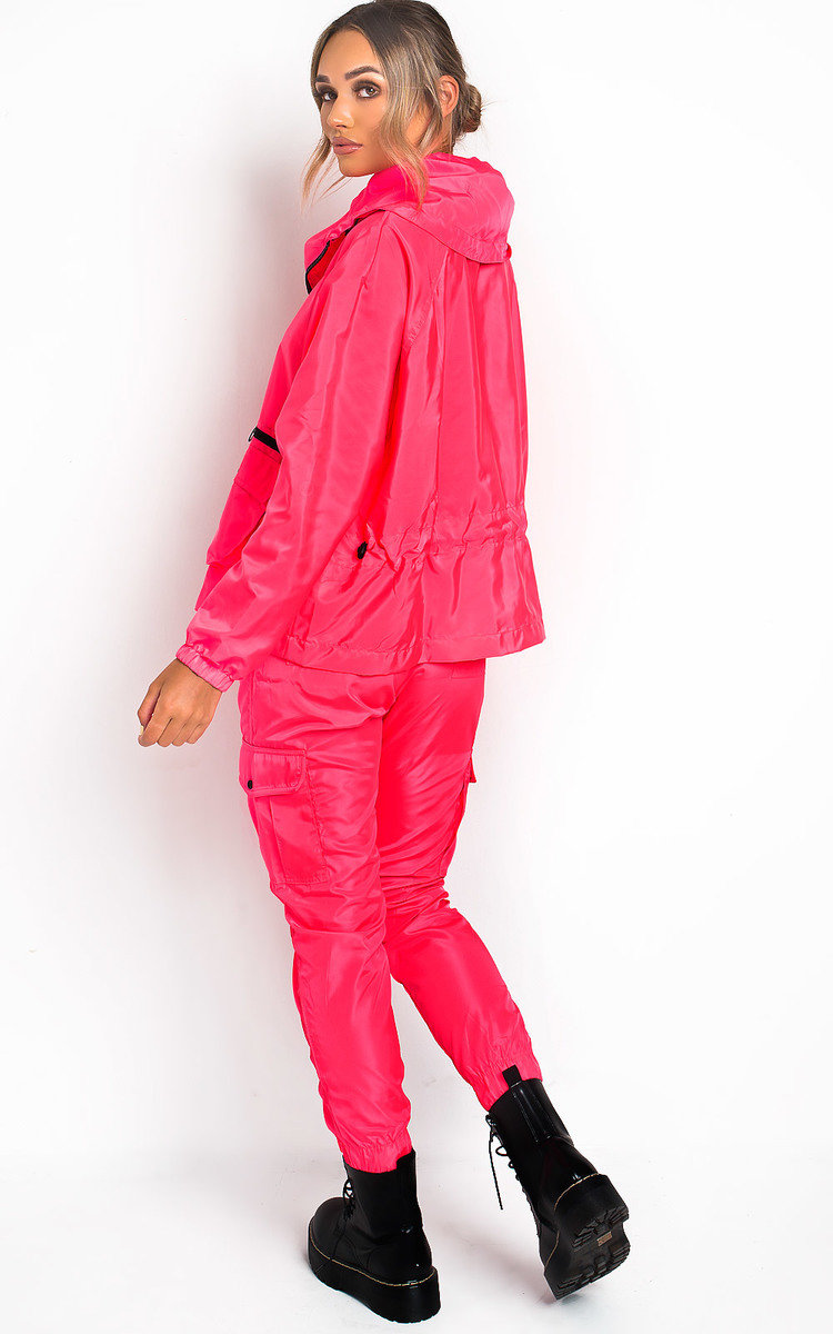 Bella Neon Sports Bomber Jacket in Neon pink ikrush