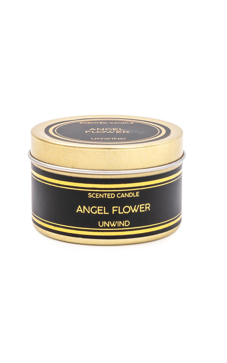 Black & Gold Small Tin Candle in Angel Flower Scent