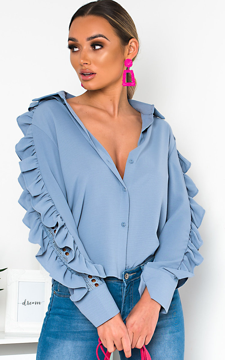 Blaine Frilled Crochet Blouse  Thumbnail