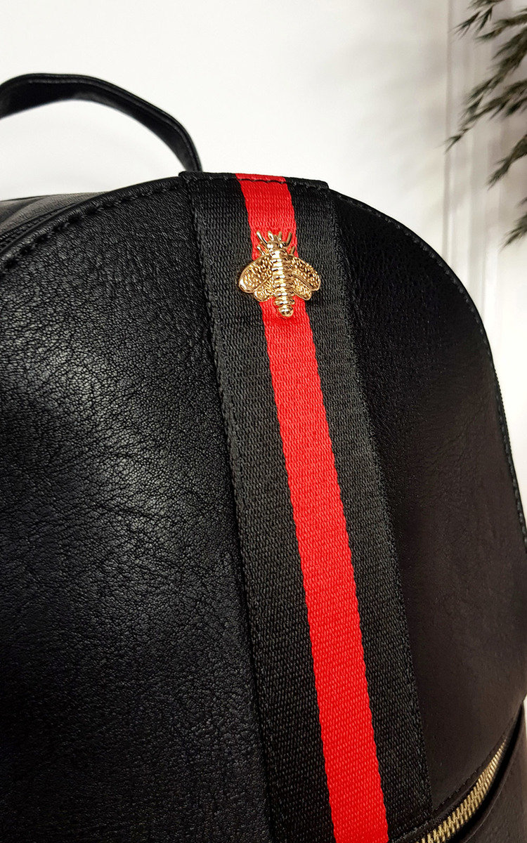 Blair Faux Leather Backpack with Stripe Detail Thumbnail Blair Faux Leather Backpack with Stripe Detail Thumbnail
