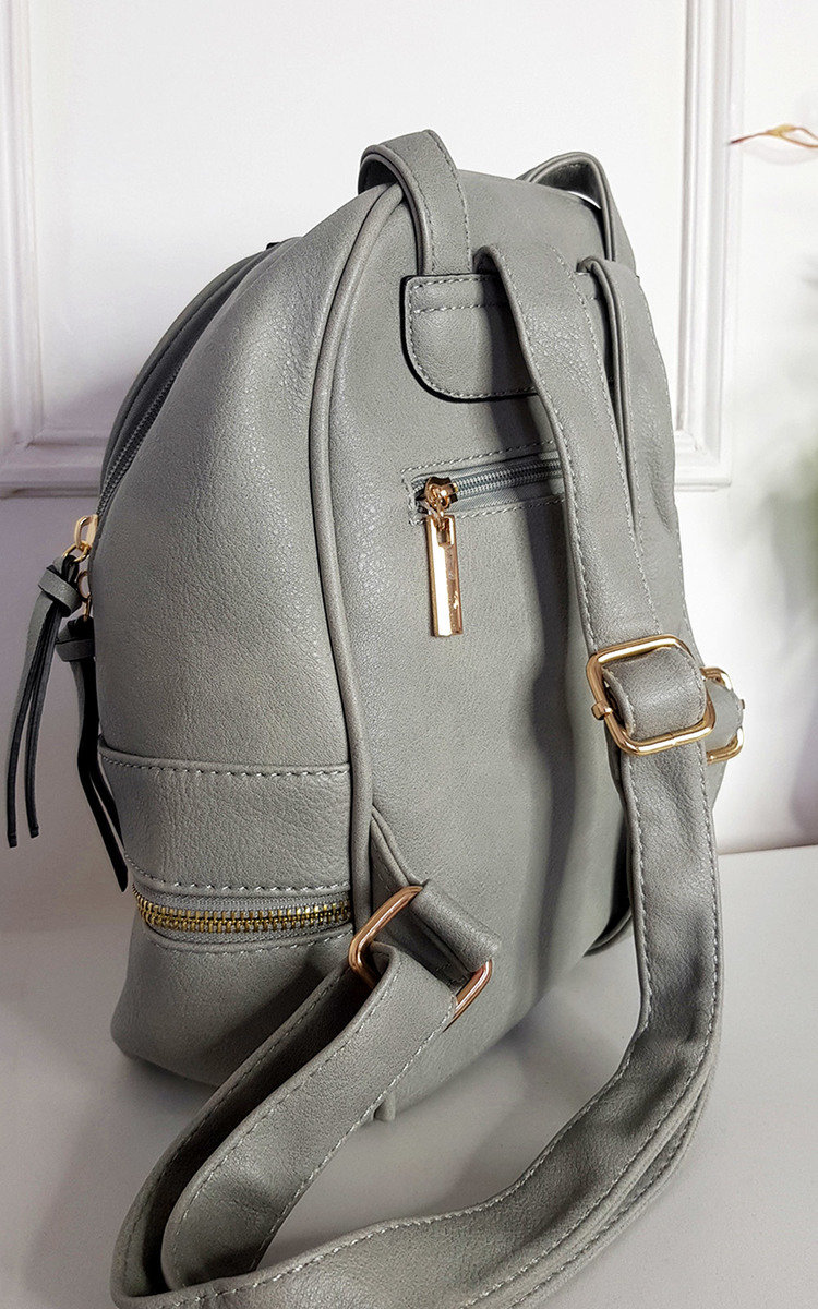 Blair Faux Leather Backpack with Stripe Detail Thumbnail Blair Faux Leather Backpack with Stripe Detail Thumbnail