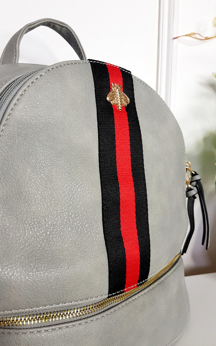 Blair Faux Leather Backpack with Stripe Detail Thumbnail Blair Faux Leather Backpack with Stripe Detail Thumbnail