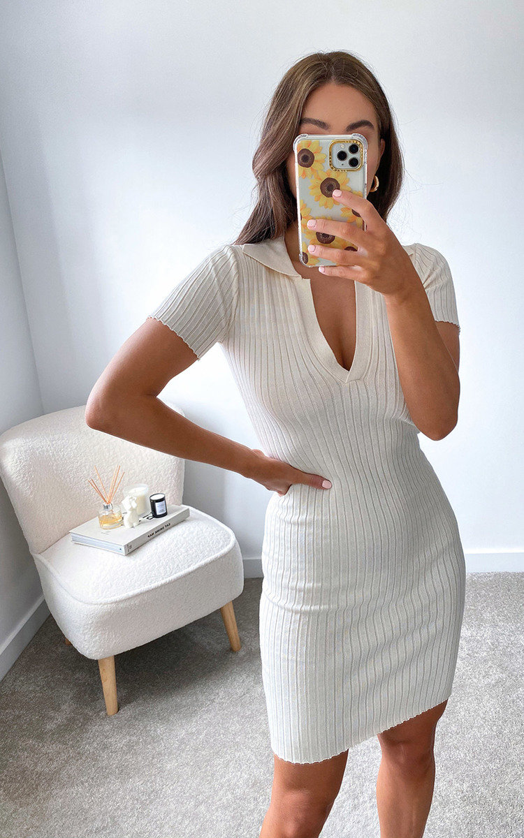 Blakely Collared Knitted Bodycon Mini Dress Thumbnail