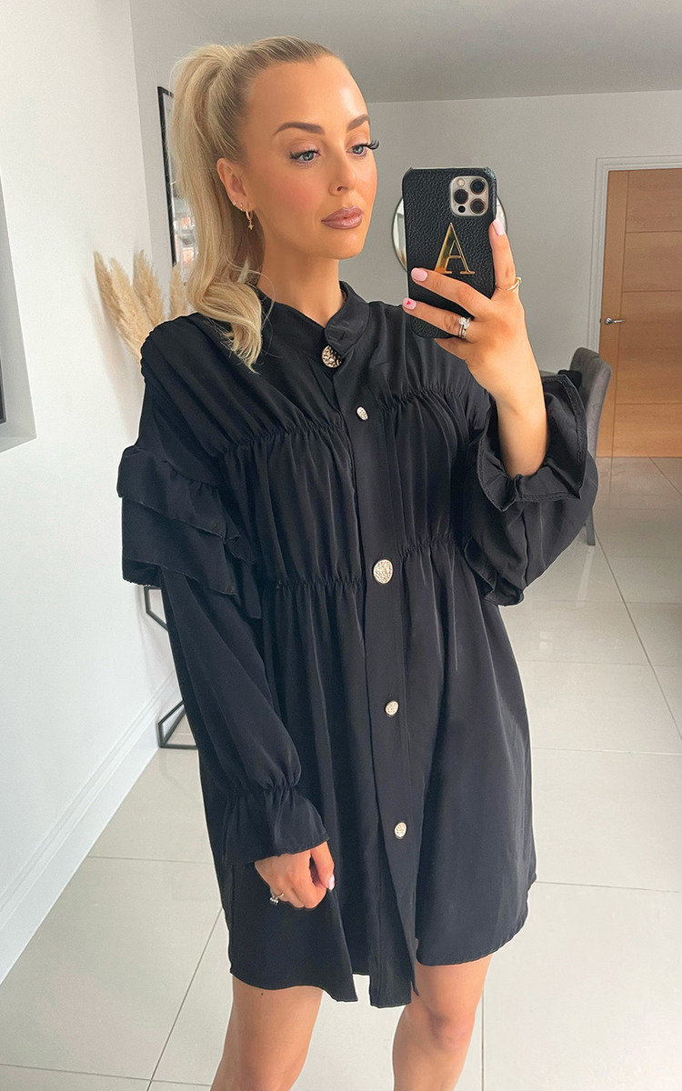 Bondi Button Down Ruffle Sleeve Shirt Dress Bondi Button Down Ruffle Sleeve Shirt Dress