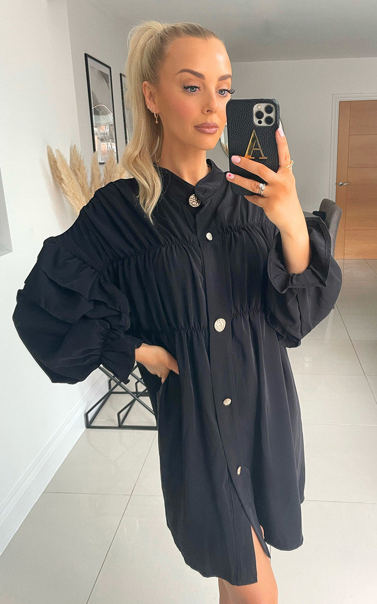 Bondi Button Down Ruffle Sleeve Shirt Dress Thumbnail Bondi Button Down Ruffle Sleeve Shirt Dress Thumbnail