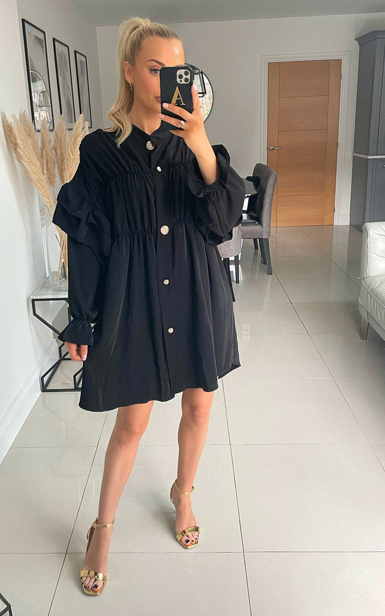 Bondi Button Down Ruffle Sleeve Shirt Dress Thumbnail