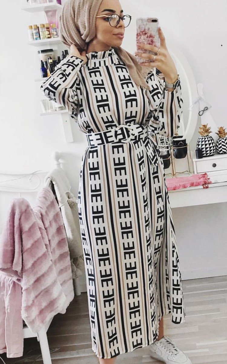 Breana Belted Print Maxi Dress