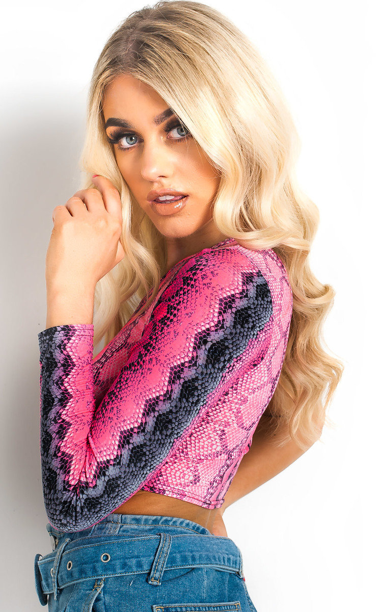 Bree One Shoulder Snake Crop Top Thumbnail Bree One Shoulder Snake Crop Top Thumbnail