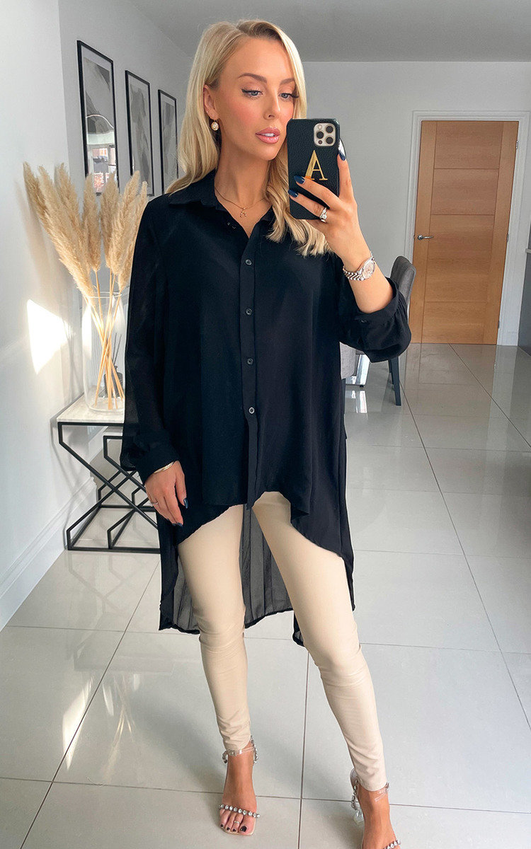 Bronte Drop Hem Button Down Shirt Bronte Drop Hem Button Down Shirt