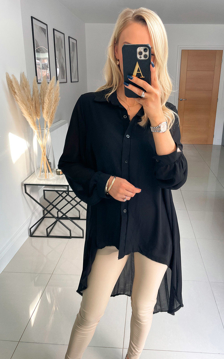 Bronte Drop Hem Button Down Shirt Thumbnail Bronte Drop Hem Button Down Shirt Thumbnail