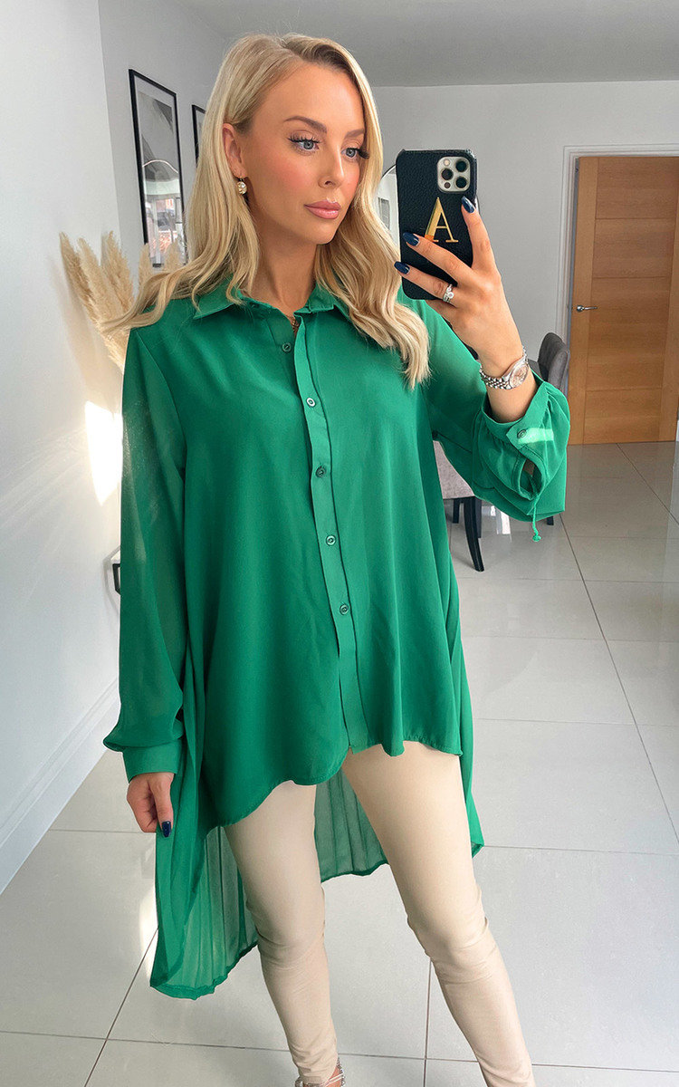 Bronte Drop Hem Button Down Shirt Bronte Drop Hem Button Down Shirt